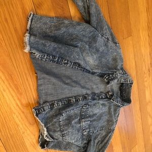 Long sleeve jean crop top